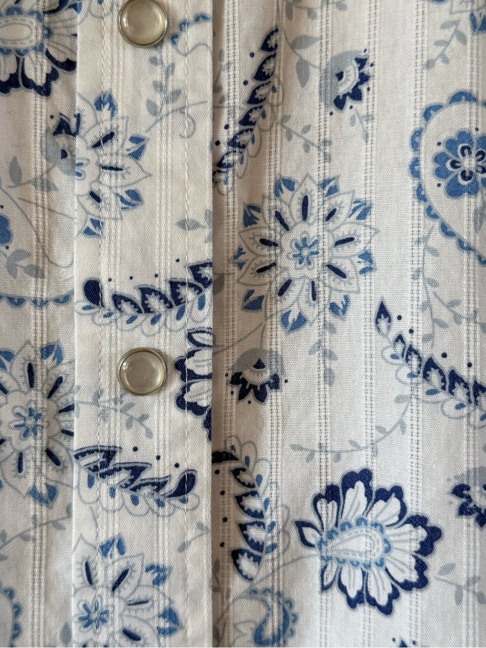 Pendleton Western Pearl Snap Shirt Women’s XL Blue White Paisley Cotton Cowgirl - Picture 6 of 12